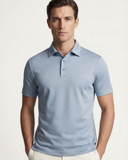MERCERIZED COTTON POLO - SEA BLUE