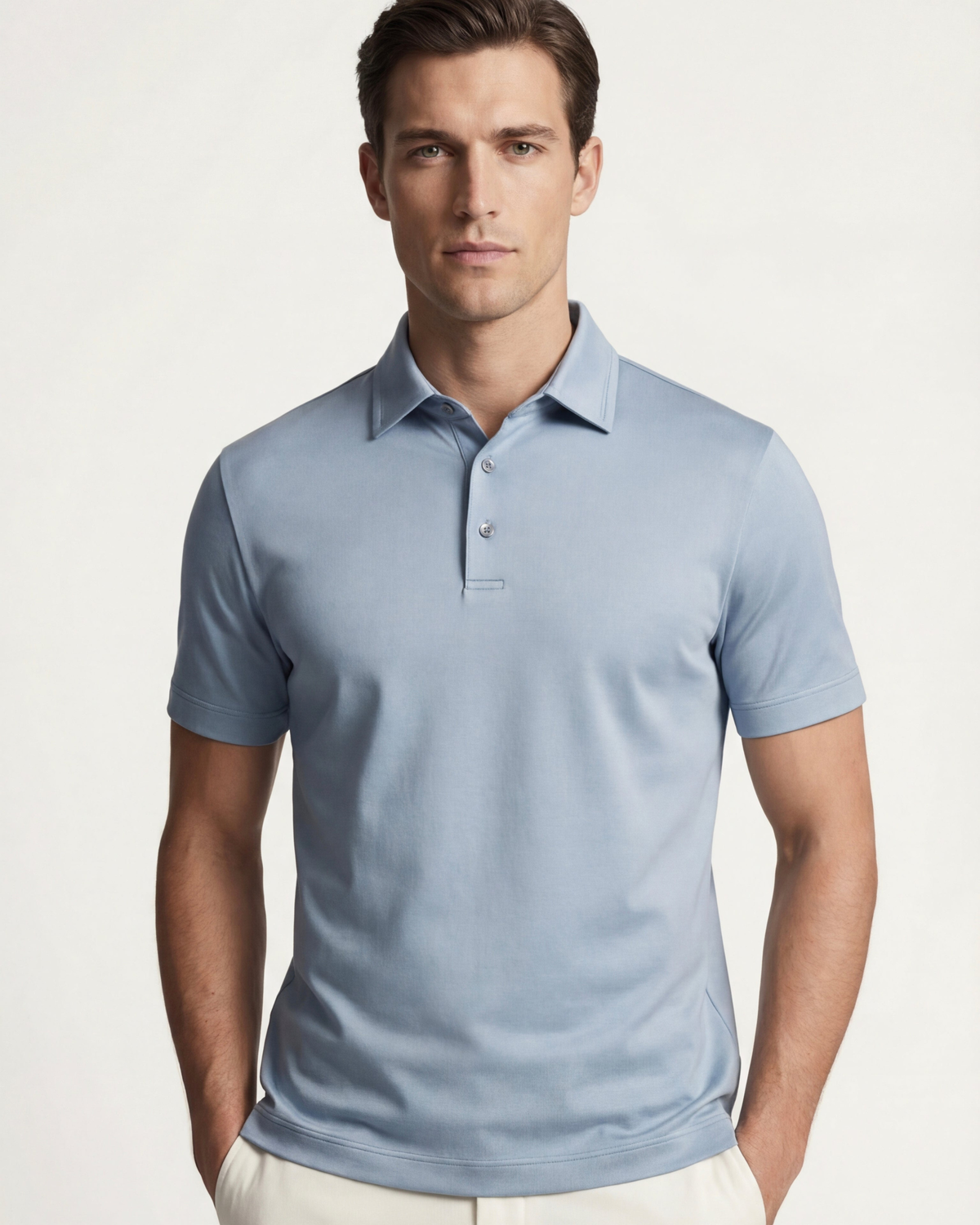 MERCERIZED COTTON POLO - SEA BLUE