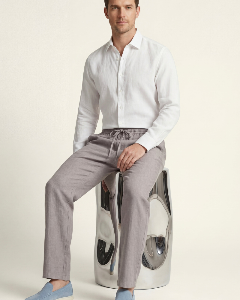 CATANIA LINEN TROUSERS - GREY