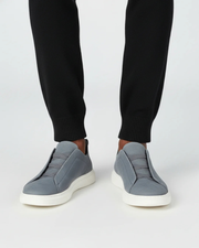 SUEDE SLIP-ON SNEAKER – LIGHT BLUE