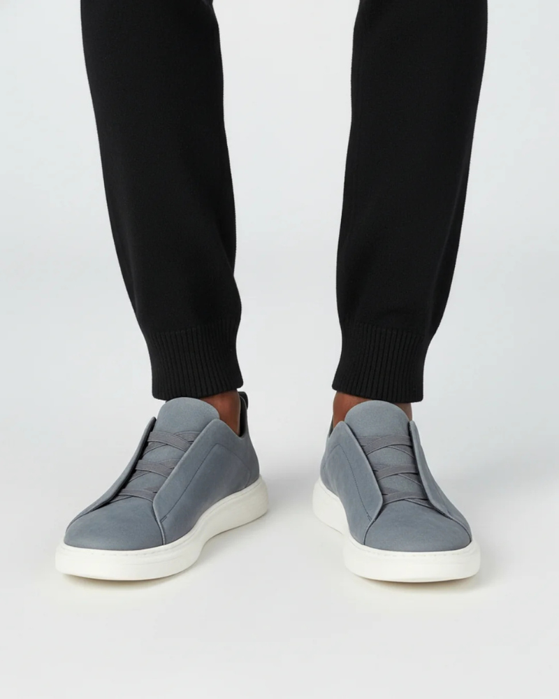 SUEDE SLIP-ON SNEAKER – LIGHT BLUE