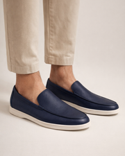 ALVERO LEATHER LOAFER - NAVY