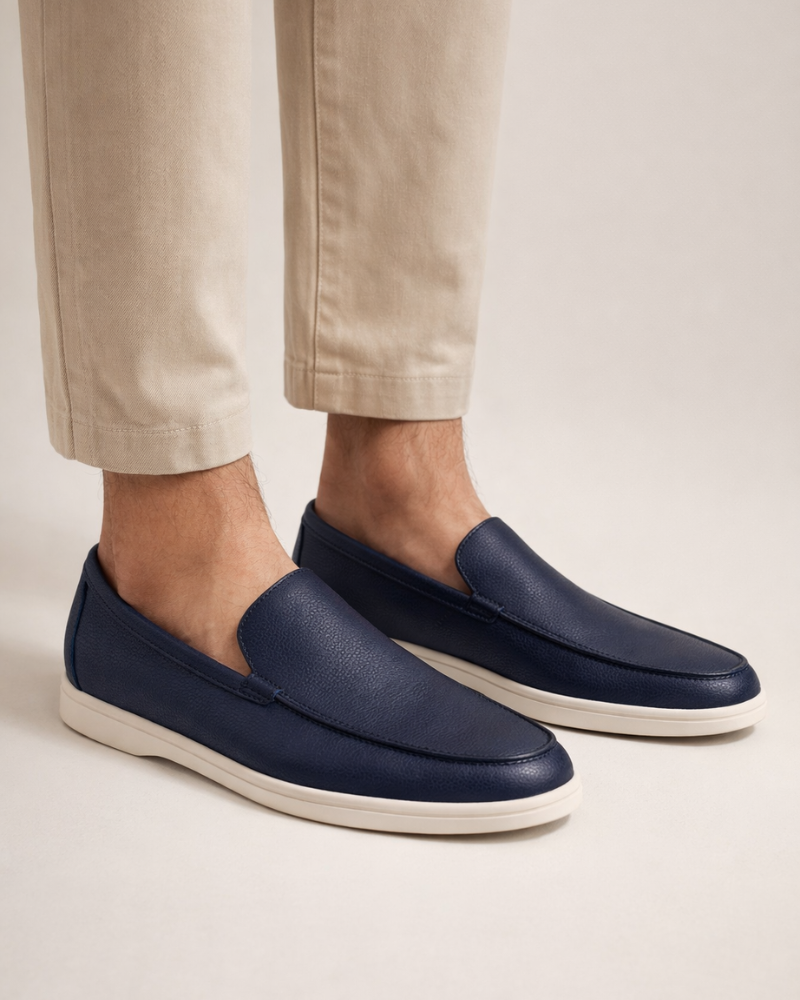 ALVERO LEATHER LOAFER - NAVY