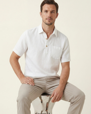 MONZA LINEN POLO - WHITE