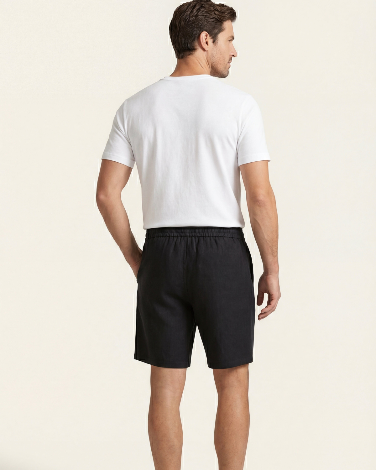 LECCI LINEN DRAWSTRING SHORT - BLACK