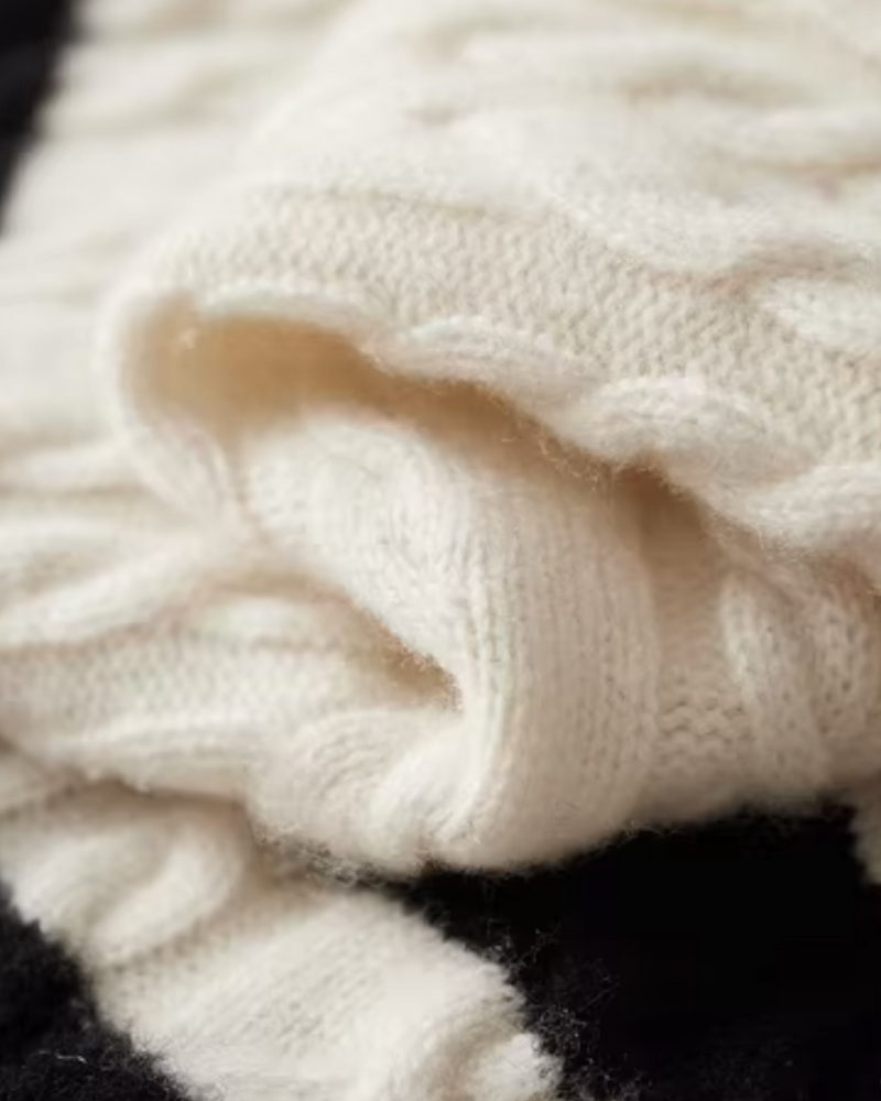 MERINO STRIPED HALF ZIP SWEATER
