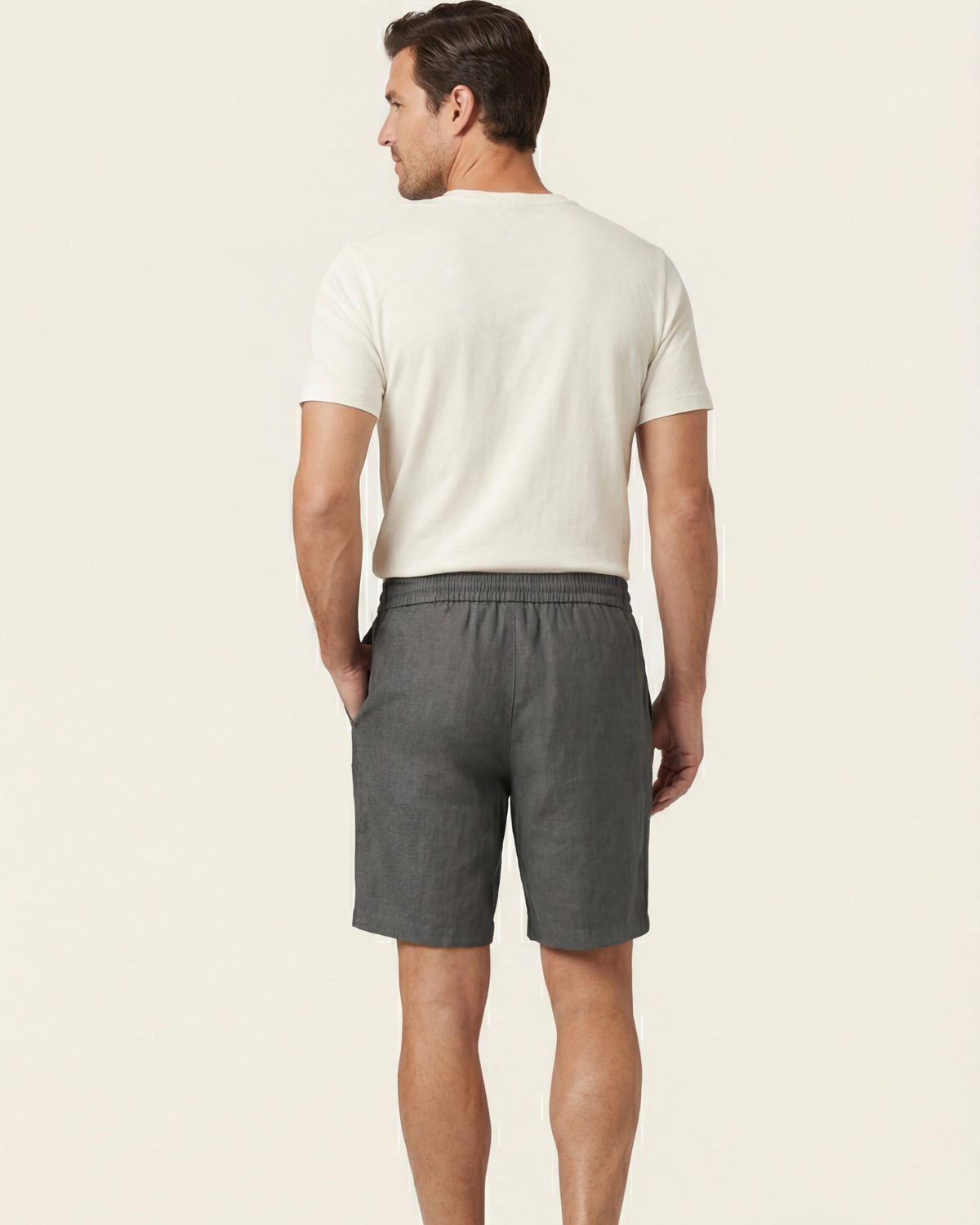 LECCI LINEN DRAWSTRING SHORT - GREY