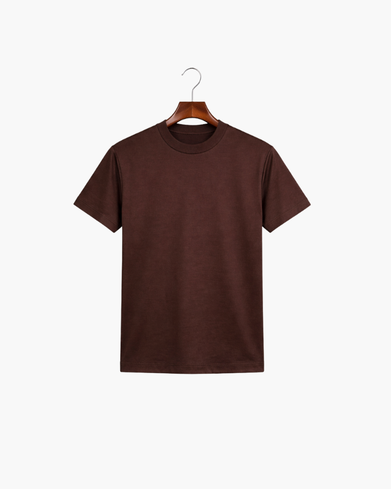 MERCERIZED COTTON TEE - ESPRESSO