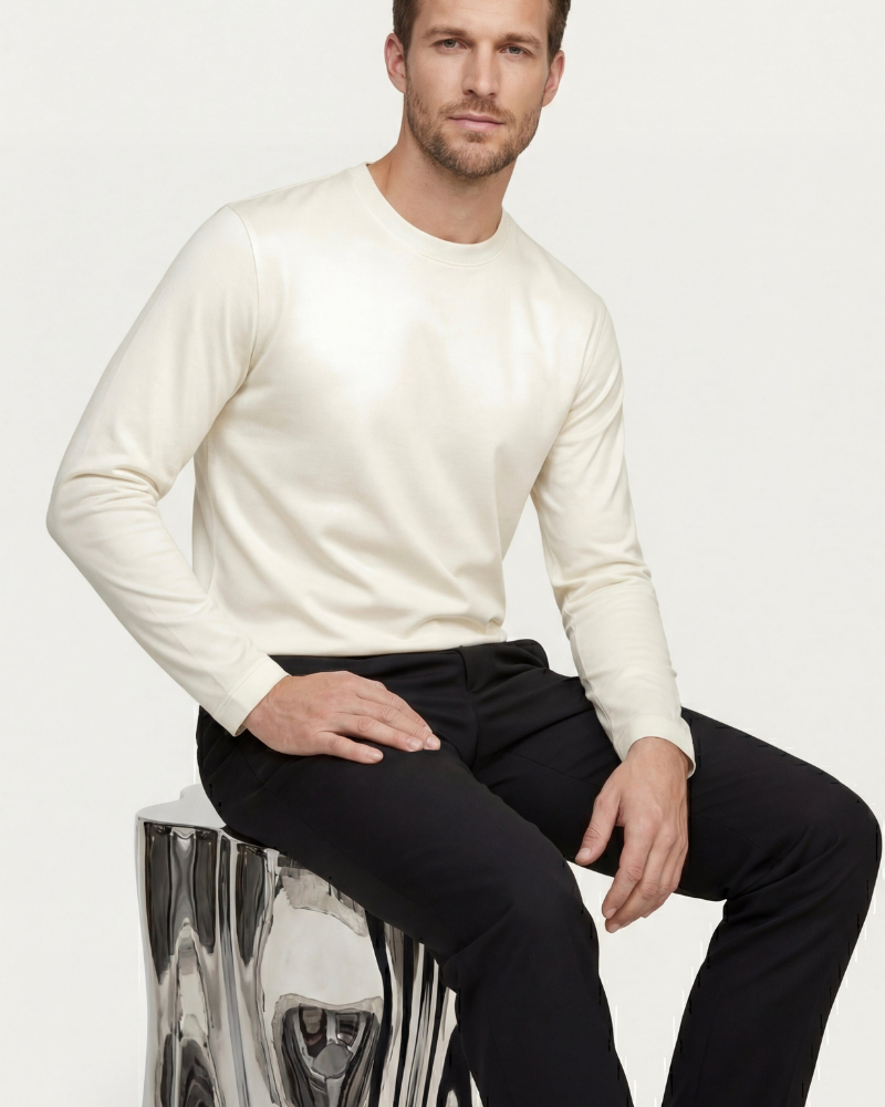 MERCERIZED COTTON LONGSLEEVE - WHITE
