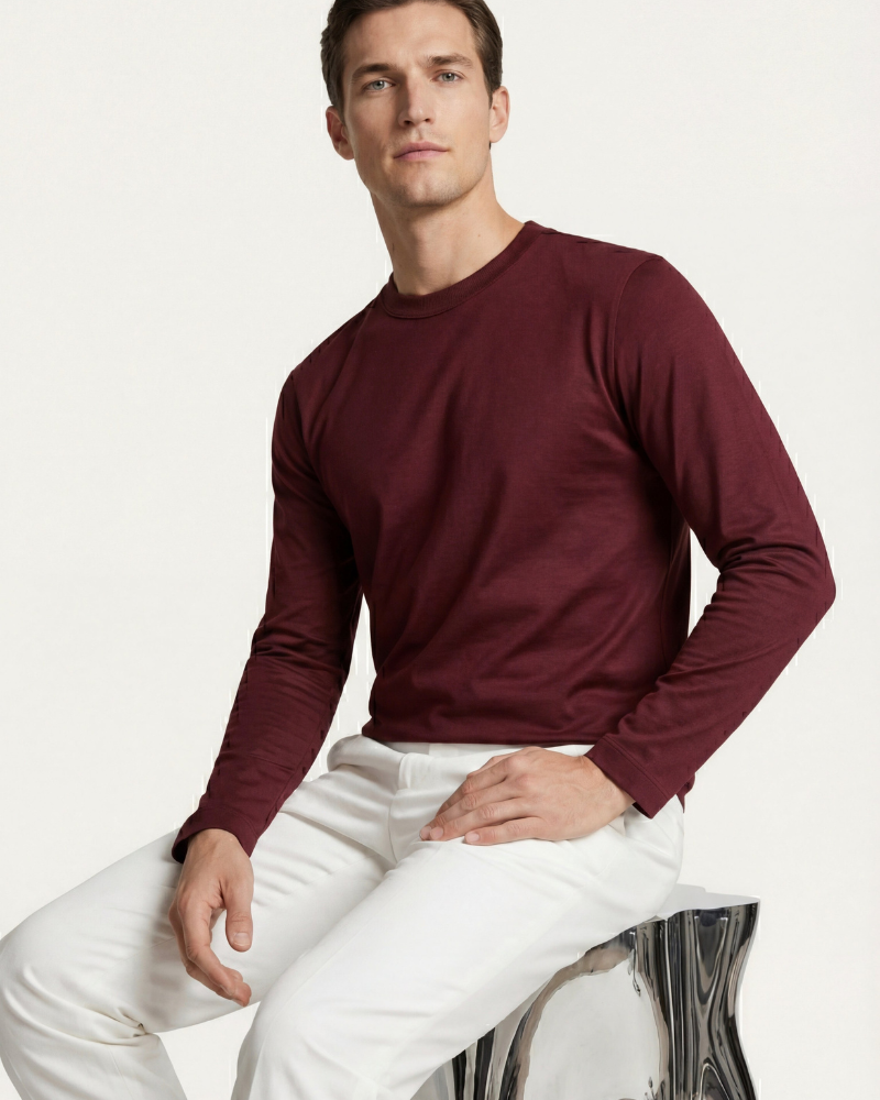 MERCERIZED COTTON LONGSLEEVE - BURGUNDY