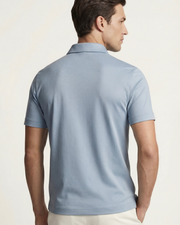 MERCERIZED COTTON POLO - SEA BLUE
