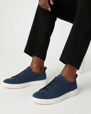 SUEDE SLIP-ON SNEAKER – NAVY BLUE
