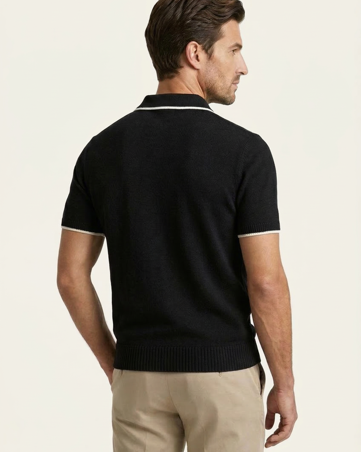 RIVARO KNITTED POLO - BLACK