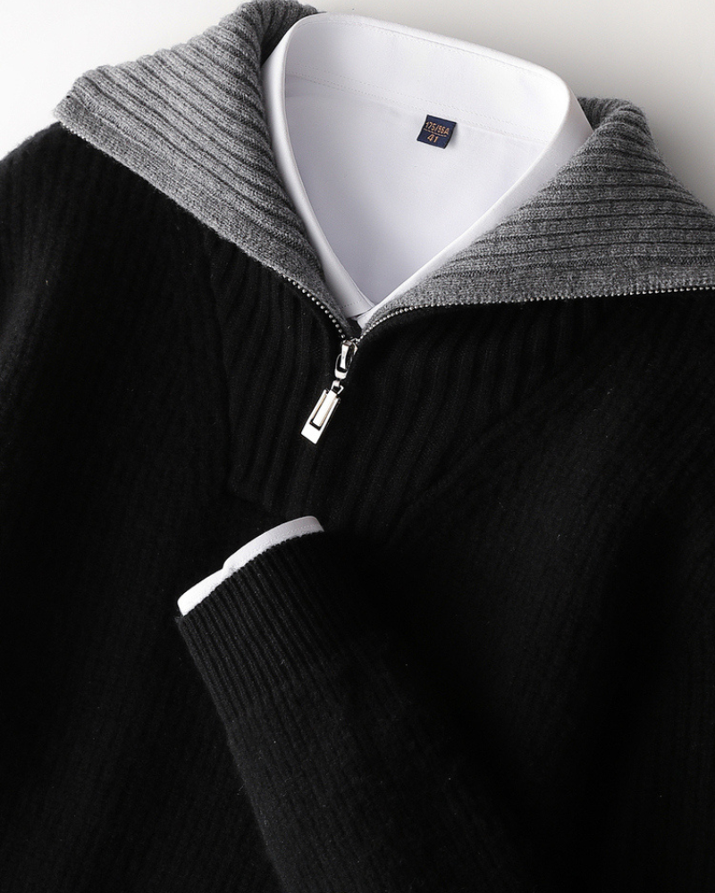 MERINO HALF ZIP REFINED SWEATER