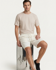 LECCI LINEN DRAWSTRING SHORT - WHITE