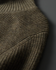 CASHMERE HIGH COLLAR RIBBED CARDIGAN