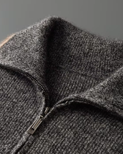 CASHMERE STRIPED ZIP CARDIGAN