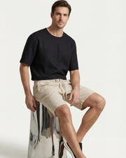 LECCI LINEN DRAWSTRING SHORT - BEIGE