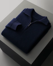 MERINO RIBBED HALF ZIP SWEATER