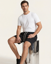 LECCI LINEN DRAWSTRING SHORT - BLACK