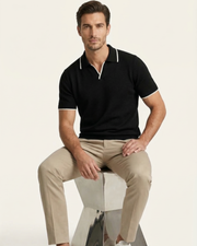 RIVARO KNITTED POLO - BLACK