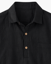 MONZA LINEN POLO - BLACK