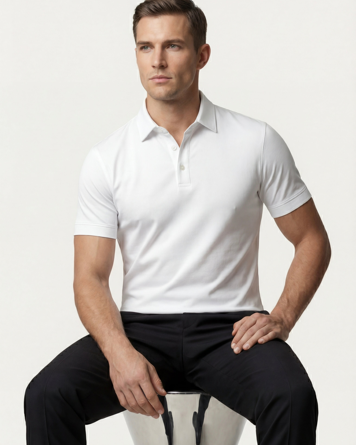 MERCERIZED COTTON POLO - WHITE