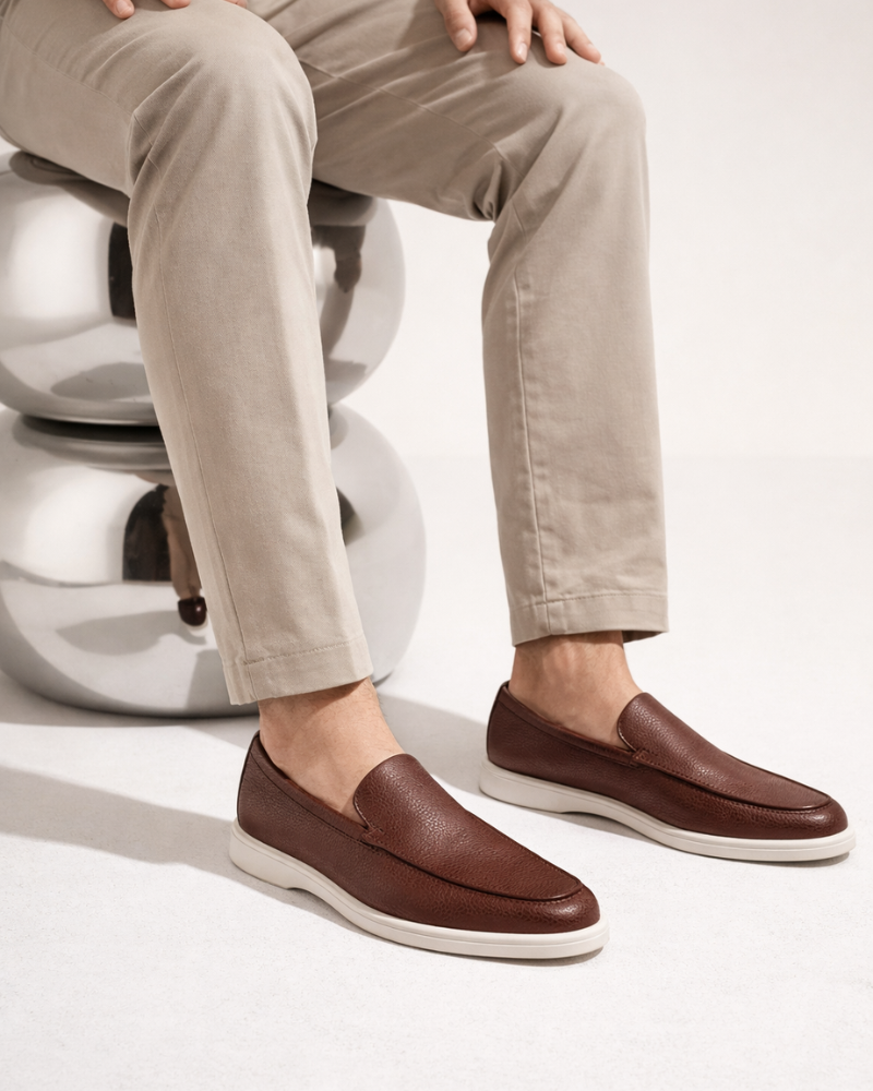 ALVERO LEATHER LOAFER - BROWN