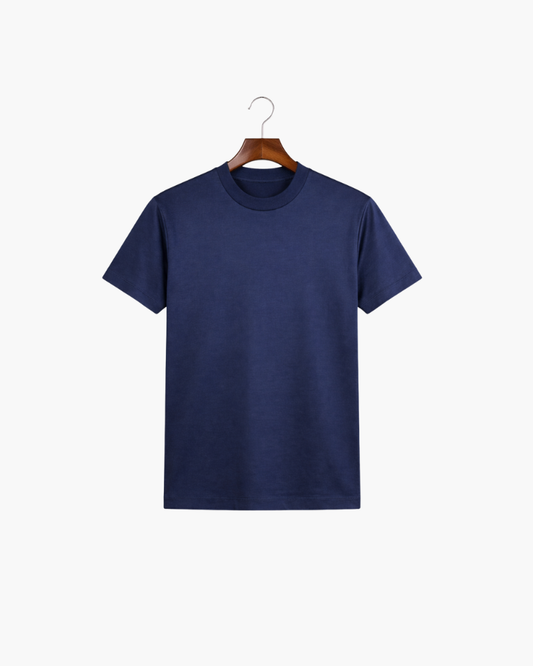 MERCERIZED COTTON TEE - NAVY BLUE