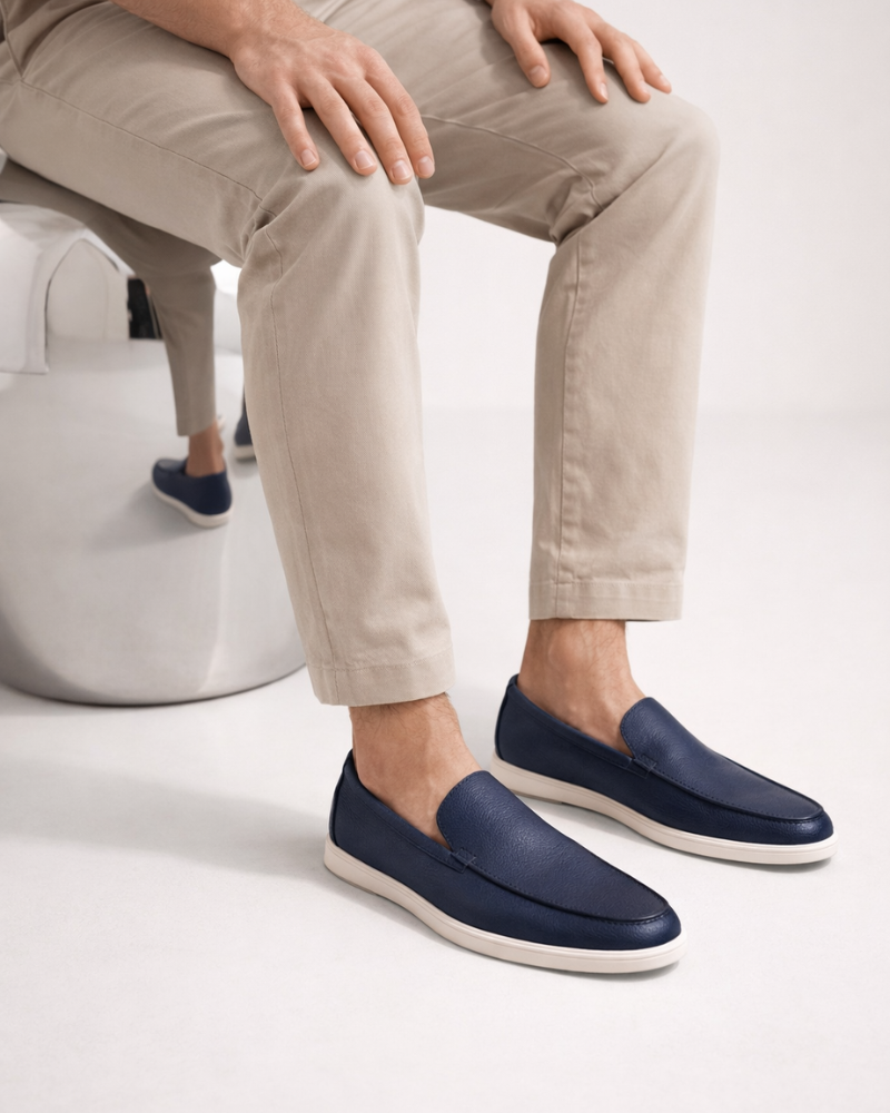 ALVERO LEATHER LOAFER - NAVY