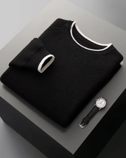 MERINO TWO-TONE CREWNECK