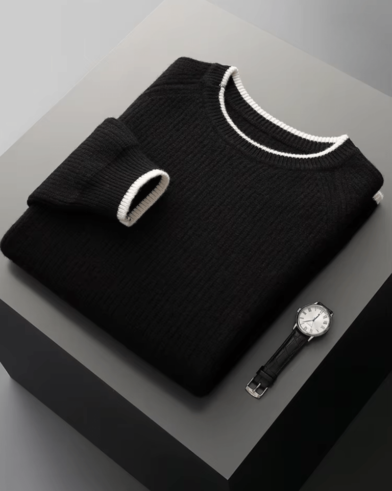 MERINO TWO-TONE CREWNECK