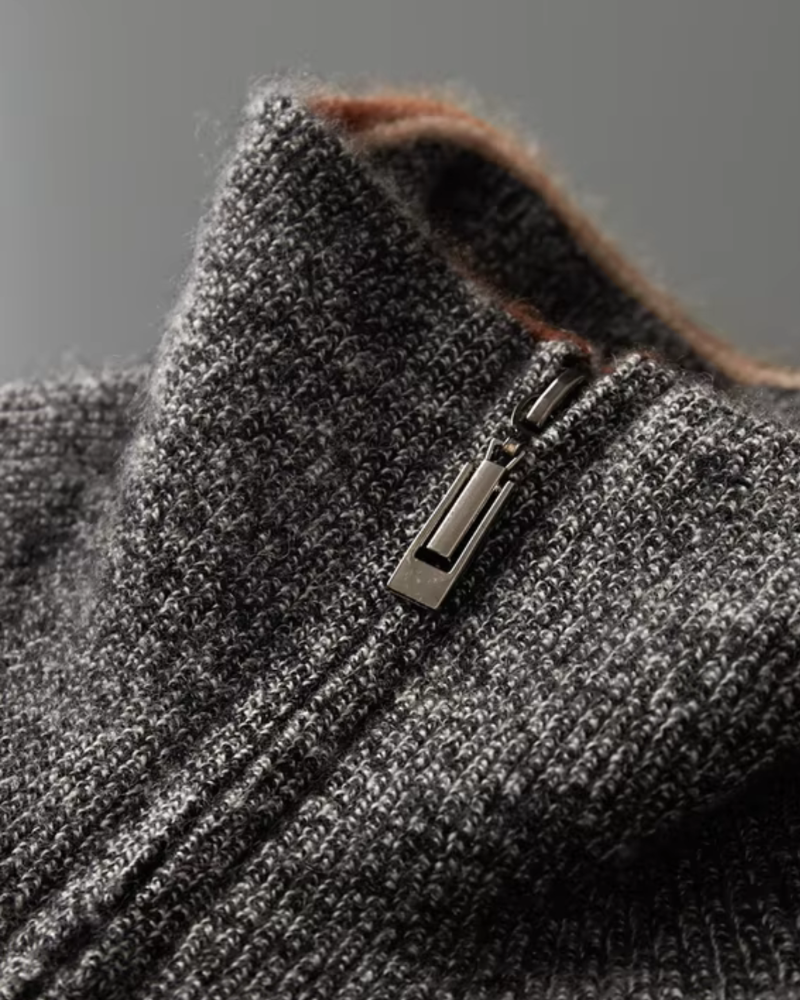 CASHMERE STRIPED ZIP CARDIGAN