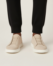 SUEDE SLIP-ON SNEAKER – SAND