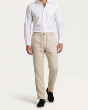 CAPRI STRETCH LINEN TROUSER - SAND