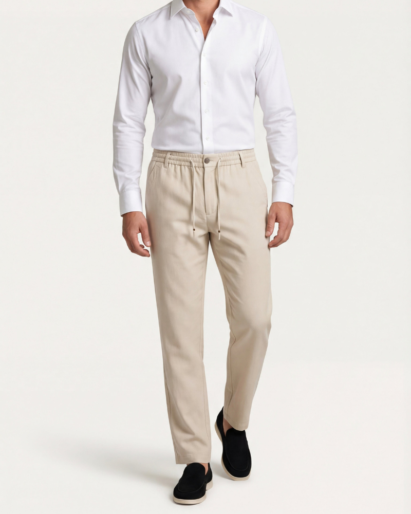 CAPRI STRETCH LINEN TROUSER - SAND