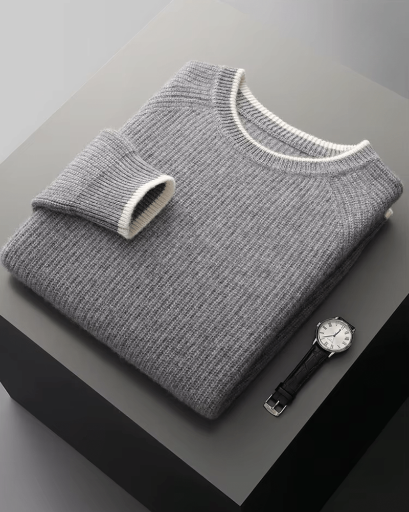 MERINO TWO-TONE CREWNECK