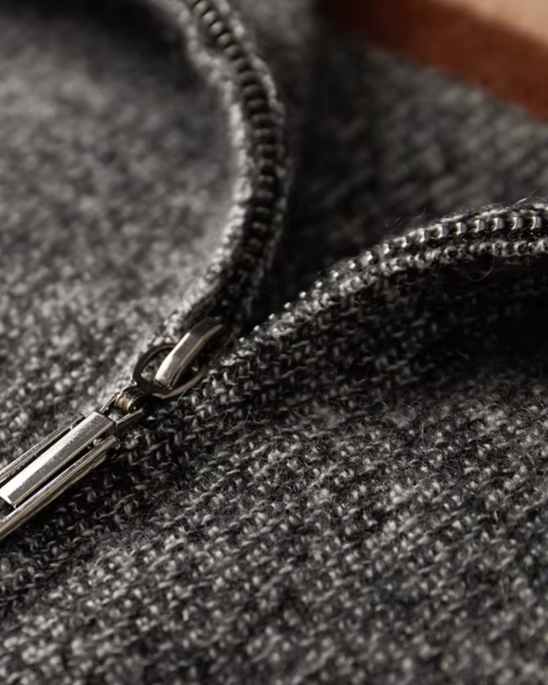 CASHMERE STRIPED ZIP CARDIGAN