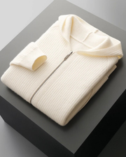 MERINO RIBBED ZIP HOODIE