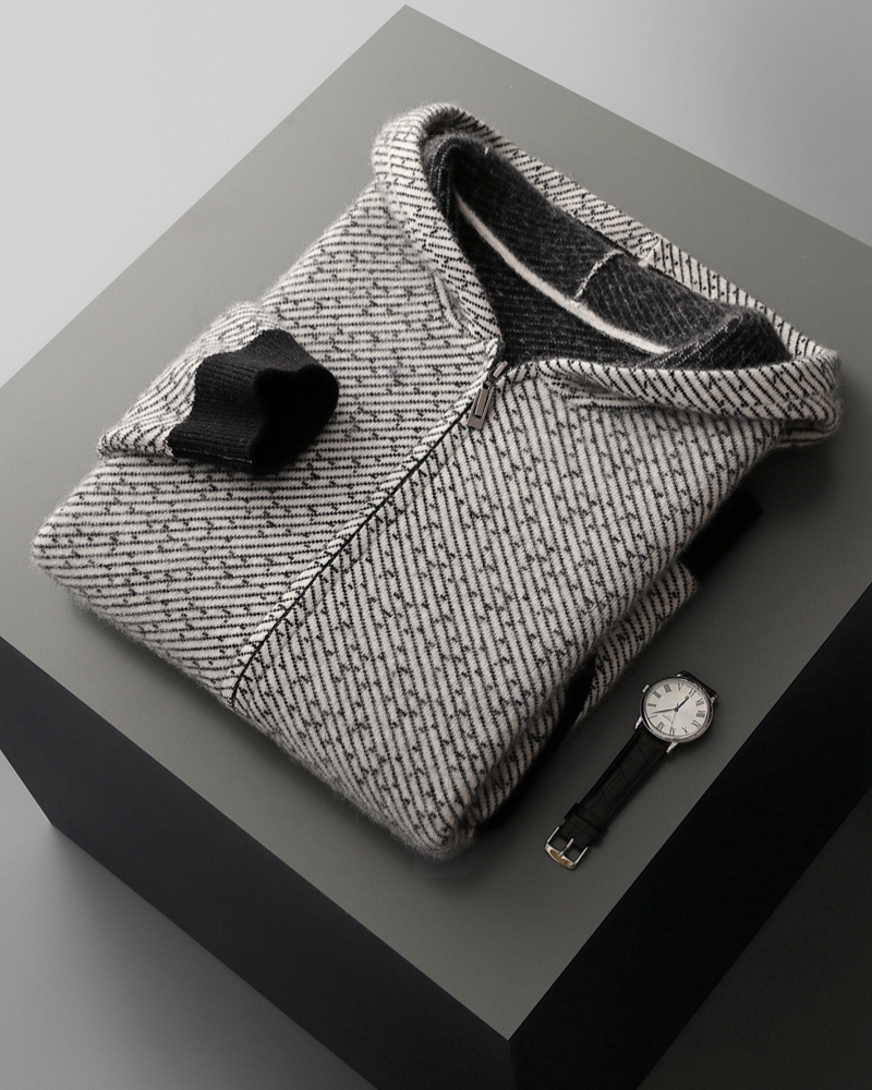 MERINO JACQUARD ZIP VEST