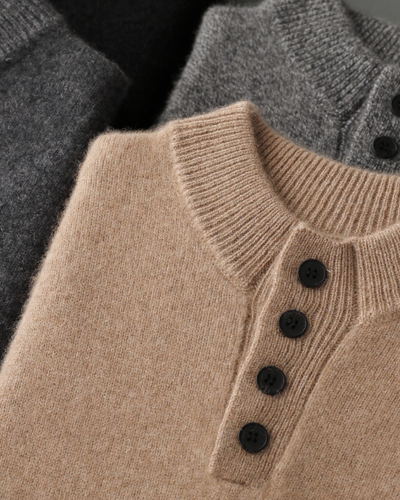 CASHMERE BUTTON CLASSIC SWEATER
