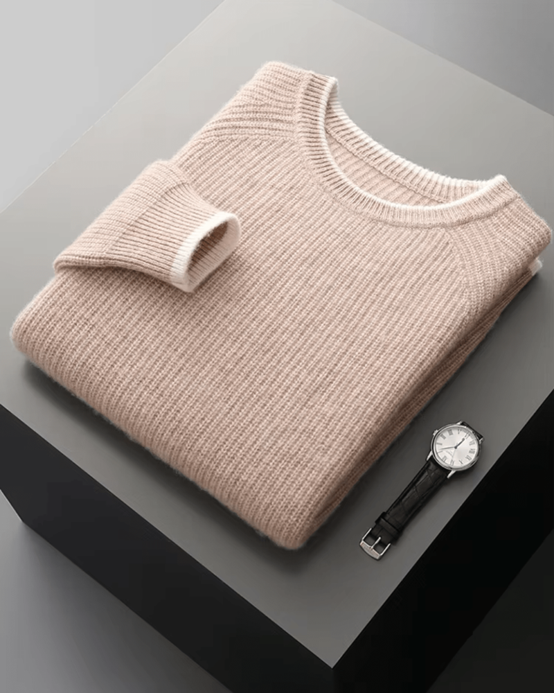 MERINO TWO-TONE CREWNECK