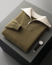 MERINO HALF ZIP REFINED SWEATER