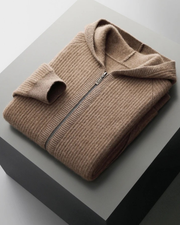 MERINO RIBBED ZIP HOODIE
