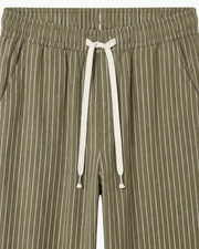 VIENA STRIPE LINEN TROUSERS - OLIVE
